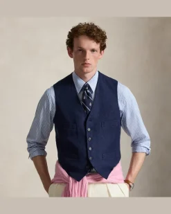 Weste aus Sommer-Tweed Blue