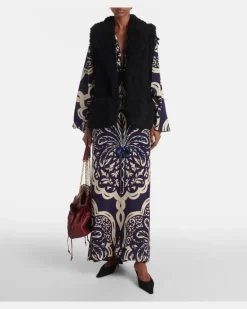 Weste aus Veloursleder mit Shearling Schwarz
