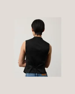Weste Jaiden aus Leinen Black