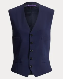 Weste Jaiden aus Wollgabardine Blue