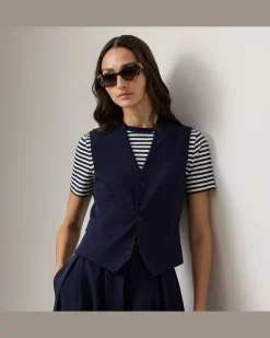 Weste Jaiden aus Wollgabardine Blue