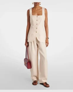 Weste Lucille aus Leinen Beige