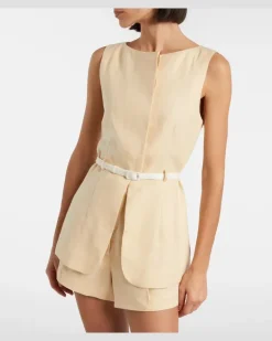 Weste Pamela aus Leinen Beige
