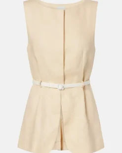Weste Pamela aus Leinen Beige