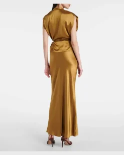 Wickeltop aus Seidensatin Gold