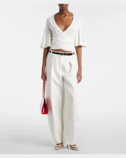 Wickeltop Paysan aus Jersey Weiß