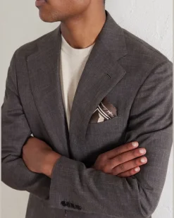 Wimbledon Printed Silk-Twill Pocket Square Brown