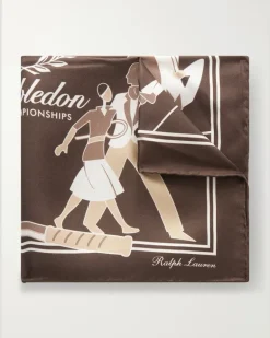 Wimbledon Printed Silk-Twill Pocket Square Brown