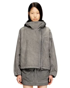 Windjacke mit Kapuze aus behandeltem Taslan - Jacken - Damen - Grau