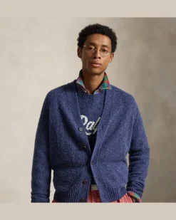 Woll-Kaschmir-Cardigan mit Wildleder Blue