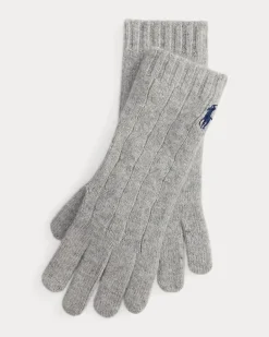 Woll-Kaschmir-Handschuhe mit Zopfmuster Grey