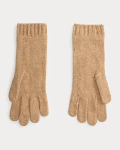 Woll-Kaschmir-Handschuhe mit Zopfmuster Tan