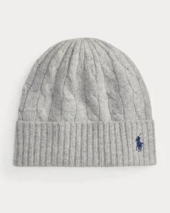 Woll-Kaschmir-Mütze mit Zopfmuster Grey