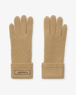 Wollmisch-Handschuhe mit Logo-Patch , Size Sand-Beige