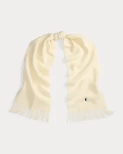 Wollschal mit Fransenbesatz Cream