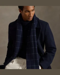 Wollschal mit Windowpane-Karo Blue