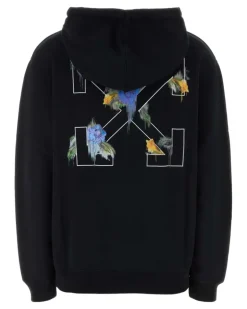 Women Arrow Hoodie Black Cotton Hoodies