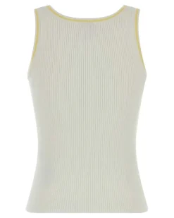 Women Boke Flower 2.0 Rib Tank Top White Viscose Polyester Sweater