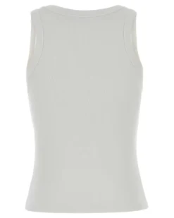 Women Boke Tank Top White Cotton Elastane Sweater