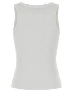 Women Boke Tank Top White Cotton Elastane Sweater