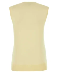 Women Cashmere Tank Top Yellow Cotton Nylon Tops