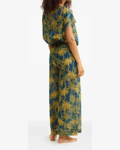 Women Crocodile Palm-Tree Print Top Ss26 W Blue