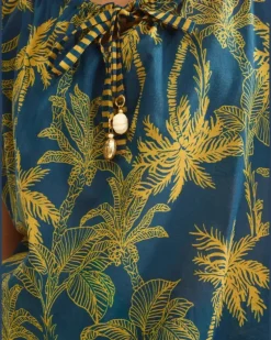Women Crocodile Palm-Tree Print Top Ss26 W Blue