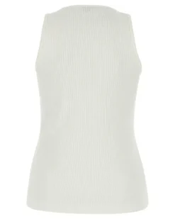 Women Logo Tank Top White Cotton Elastane Sweater