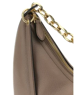 Women's Antiqued Pink Leather Medium Hobo Vlogo Moon Shoulder Bag Clay Borse A Mano Beige