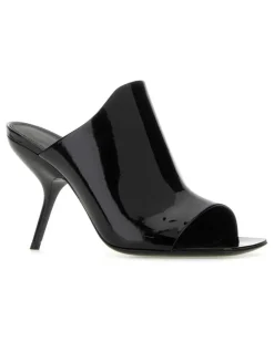 Women's Back Leather Slide Mules Neronero Sandali Sandal Black