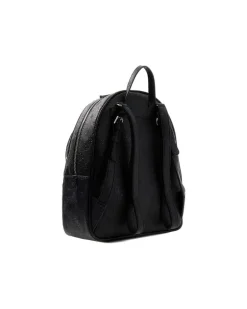 Women's Backpack Black Logo Polyurethane Bags - Backpacks