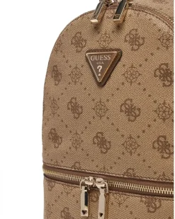 Women's Backpack Latte Logo Polyurethane Bags - Backpacks Beige