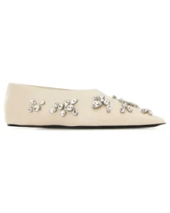 Women's Ballerina Beige Leather Caprina