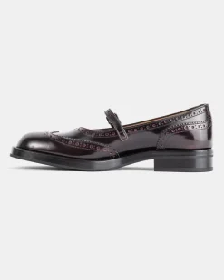 Women's Ballerines En Cuir De Veau Poli Bordeaux Red Flats Flat Shoes