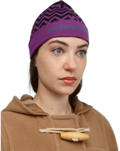 Women's Beanie Purple-Black Wool Accessories