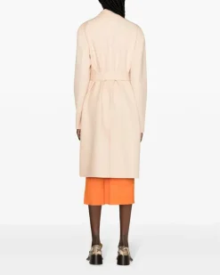 Women's Belted Virgin Wool Peacoat Ss24 W Pink