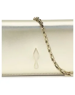 Women's Bettina Clutch Laminated Leather Platine-Gold Lamb Ovis Aries Clutches Platine/gold