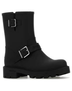 Women's Biker Rain Boot Black Tpu Metal