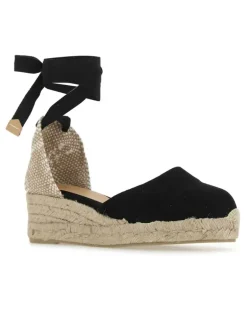 Women's Black Canvas Carina Wedges Negro Espadrillas Espadrilles