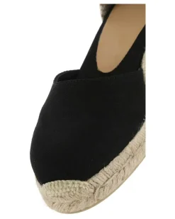 Women's Black Canvas Carina Wedges Nero Espadrillas Espadrilles