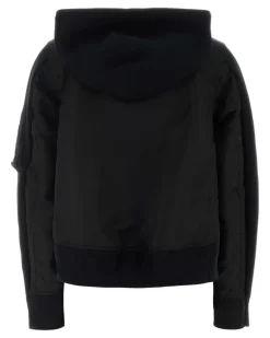 Women's Black Cotton Blend And Nylon Sweatshirt Felpe Sweater