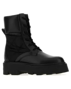 Women's Black Leather And Fabric Aurea Ankle Boots 999 Stivali