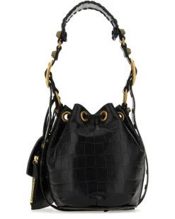 Women's Black Leather Le Cagole Xs Bucket Bag 1000 Borse A Secchiello