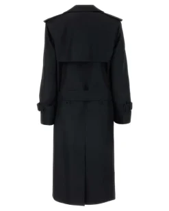 Women's Black Silk Blend Trench Coat