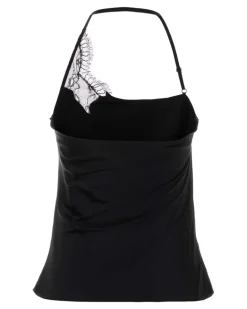 Women's Black Stretch Satin Top Exterior: Viscose Elastane Maglie Sweater