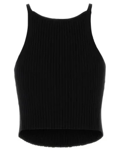 Women's Black Viscose Blend Tank Top Exterior: Polyester Maglie Sweater