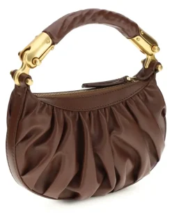 Women's Ébène Mini Bag Calfskin Leather 8gm Marron Foncé Calf Suede Shoulder Brown