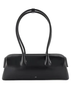 Women's Boat Wide Shoulder Bag - Leather Black Cowhide Shoulder-Hobo-Bags