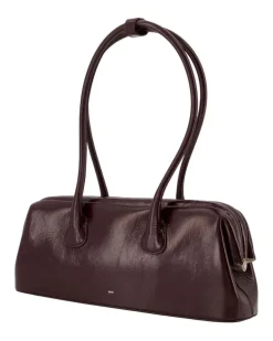 Women's Boat Wide Shoulder Bag - Leather Bordeaux Burgundy Cowhide Shoulder-Hobo-Bags