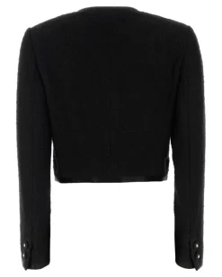 Women's Boucle Blazer Black Cotton Viscose Silk Blazers